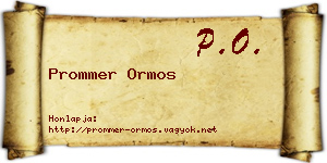 Prommer Ormos névjegykártya